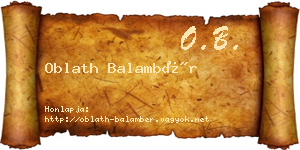 Oblath Balambér névjegykártya